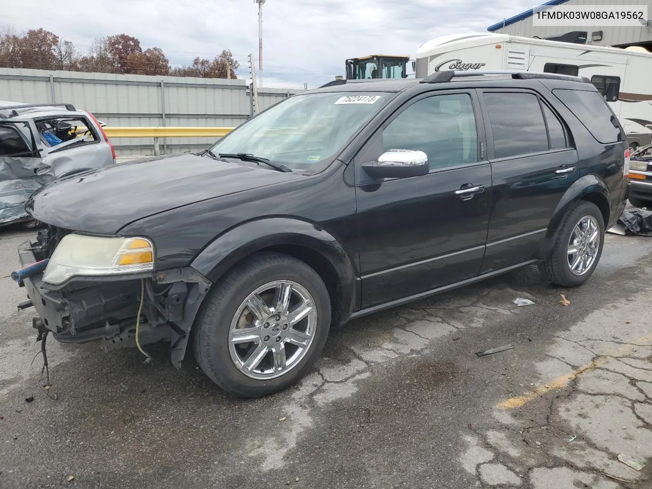 2008 Ford Taurus X Limited VIN: 1FMDK03W08GA19562 Lot: 75224173