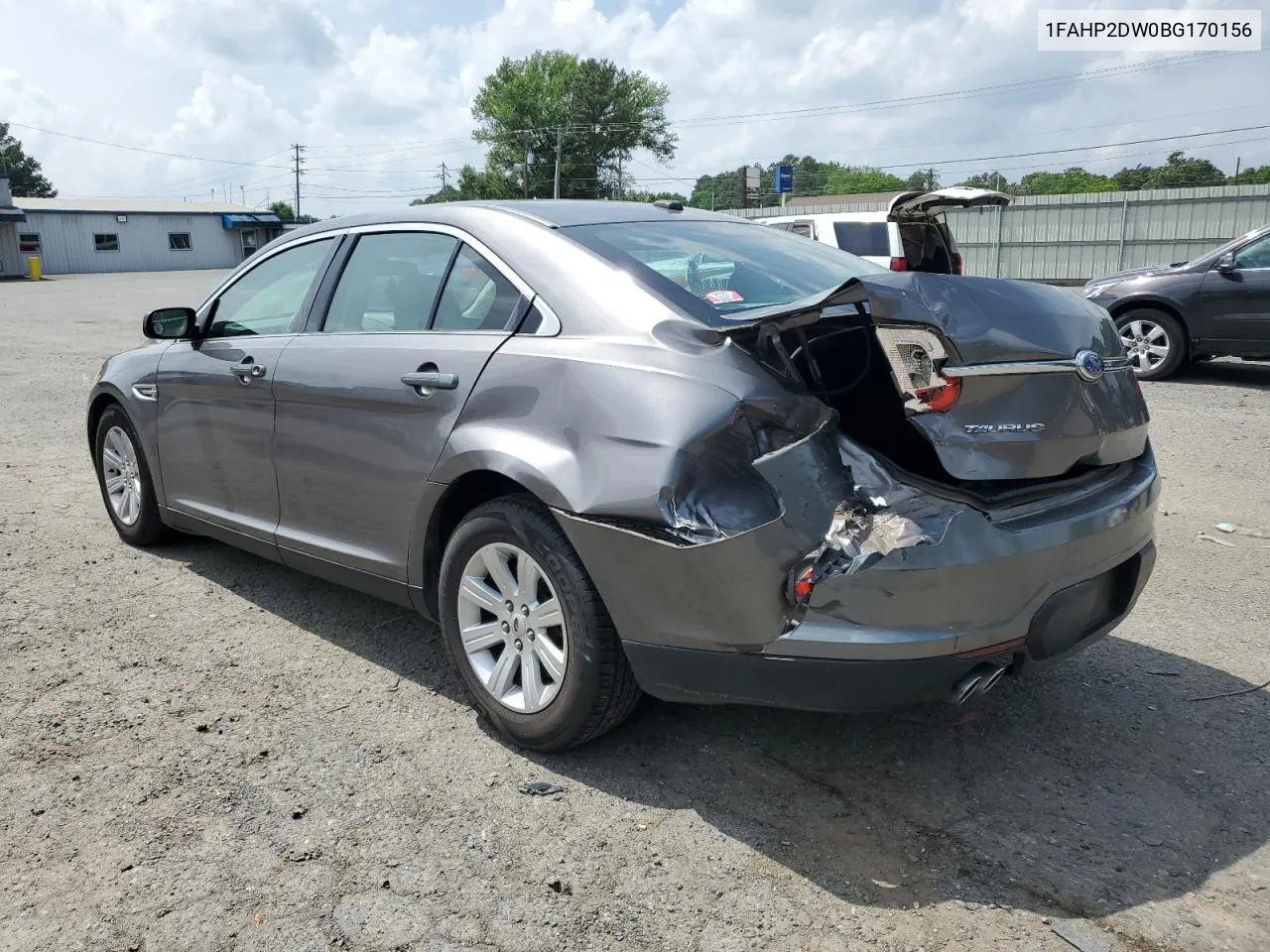 2011 Ford Taurus Se VIN: 1FAHP2DW0BG170156 Lot: 51057154