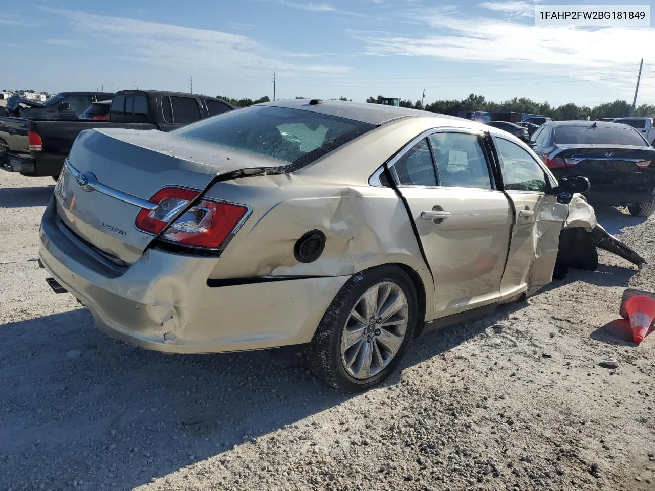 2011 Ford Taurus Limited VIN: 1FAHP2FW2BG181849 Lot: 66909243