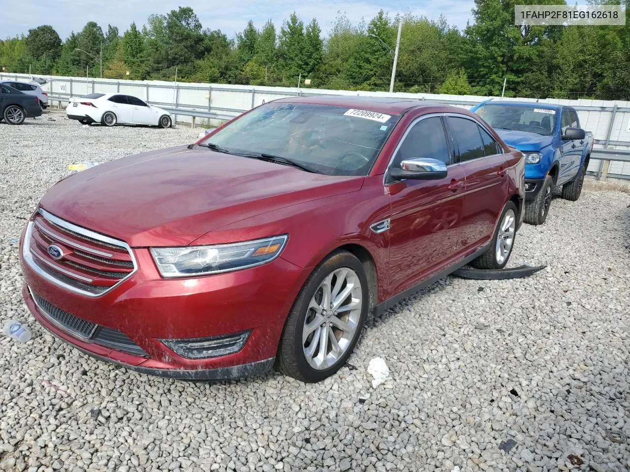 2014 Ford Taurus Limited VIN: 1FAHP2F81EG162618 Lot: 72209924