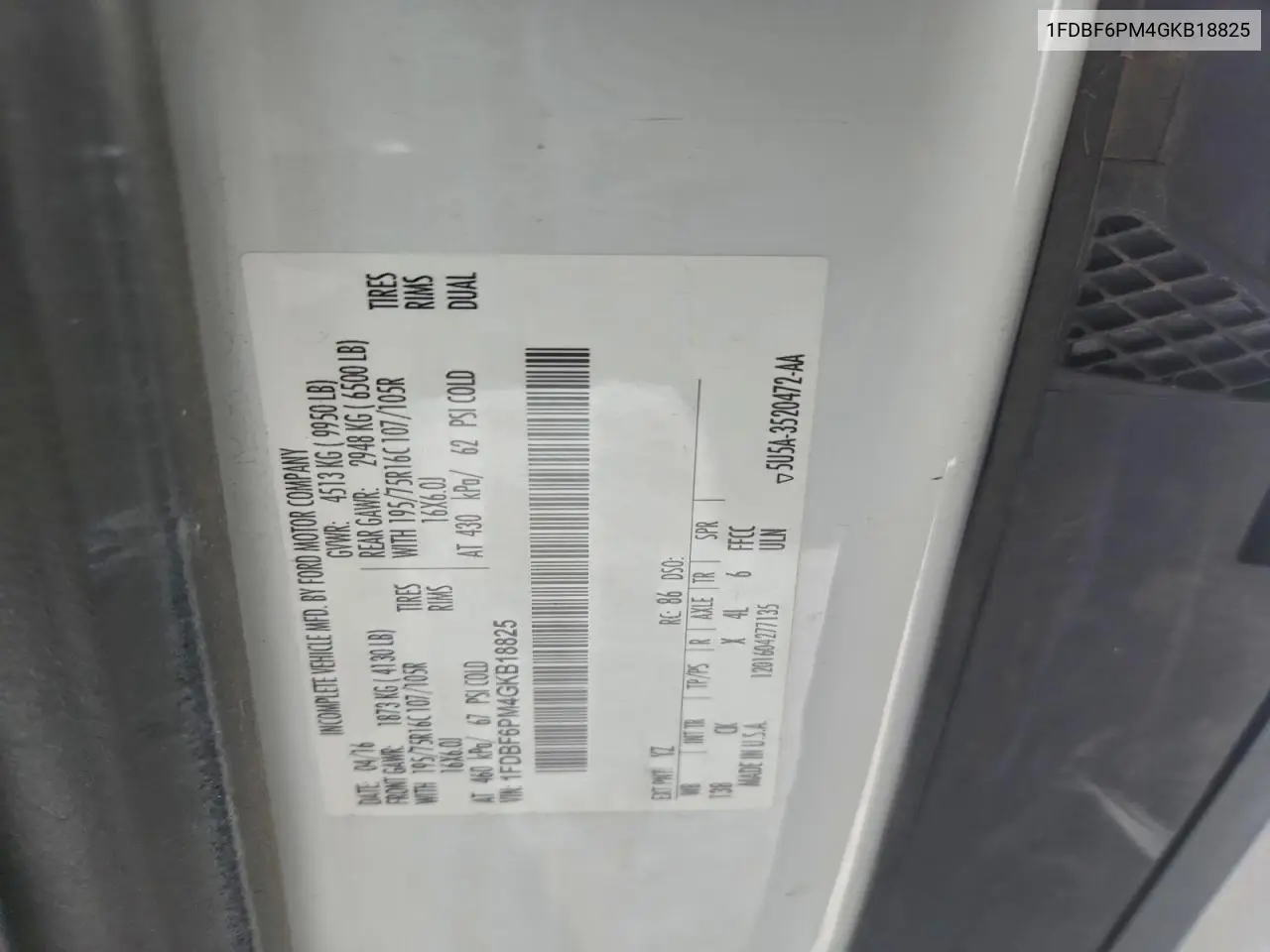 1FDBF6PM4GKB18825 2016 Ford Transit T-350 Hd