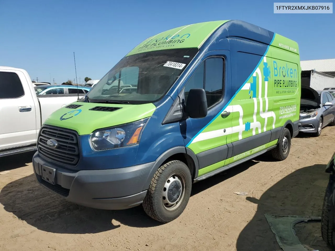 2018 Ford Transit T-250 VIN: 1FTYR2XMXJKB07916 Lot: 70418314