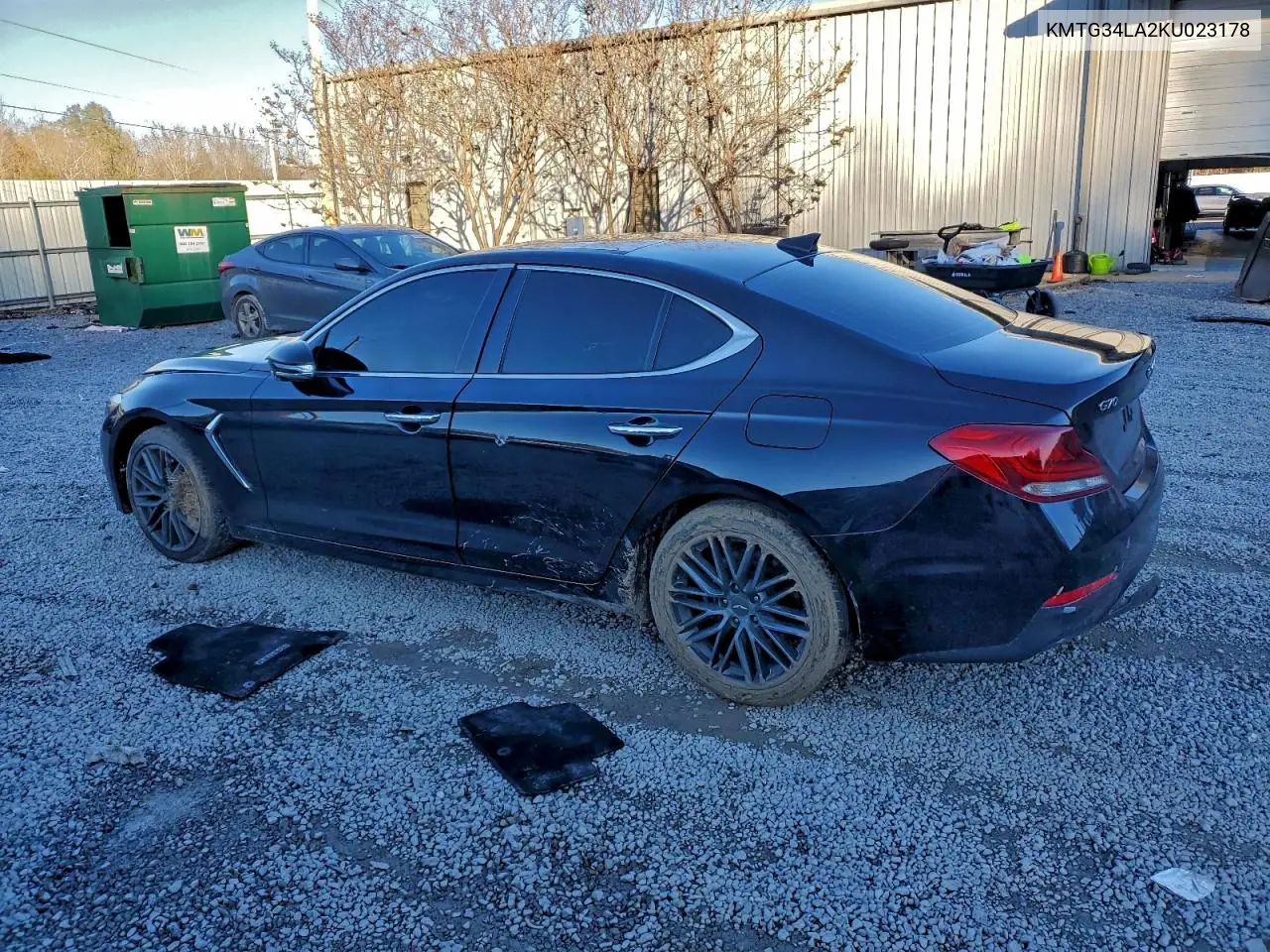 KMTG34LA2KU023178 2019 Genesis G70 Elite