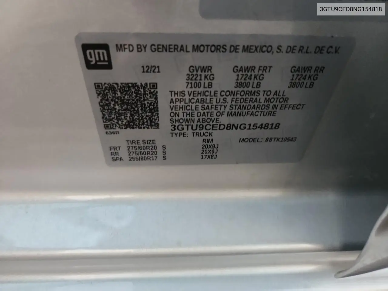 3GTU9CED8NG154818 2022 GMC Sierra Limited K1500 Elevation