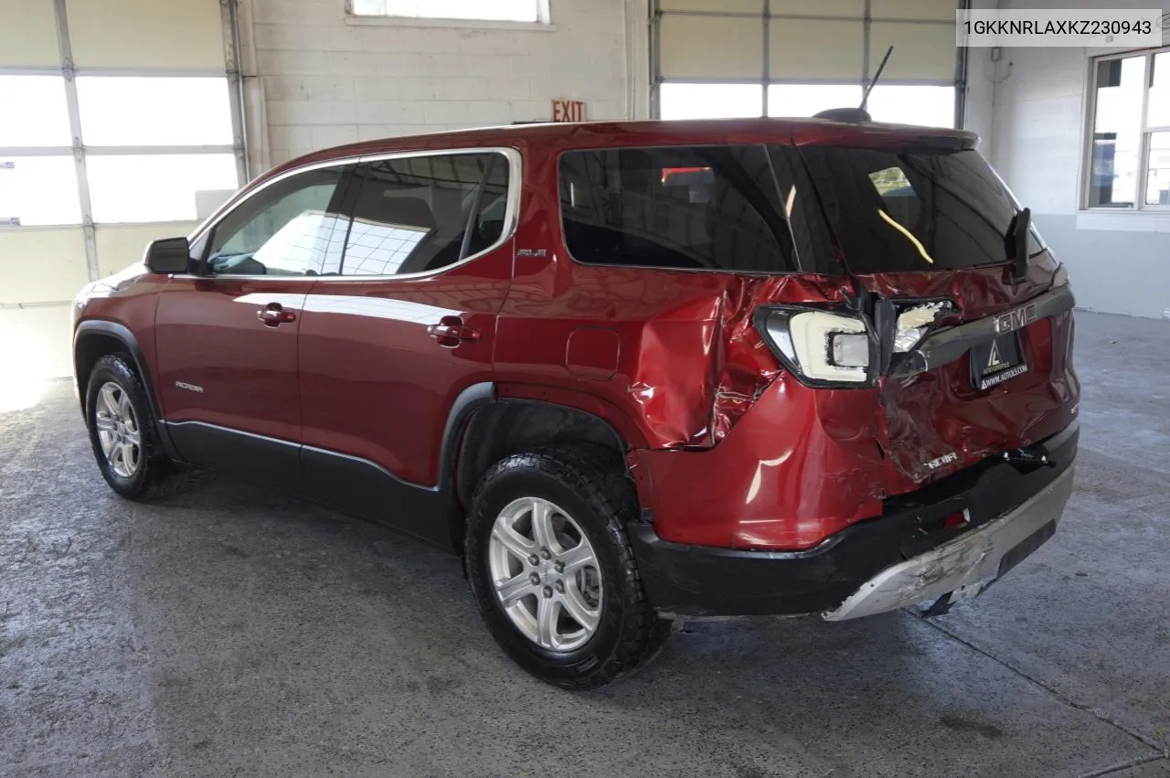 1GKKNRLAXKZ230943 2019 GMC Acadia Sle