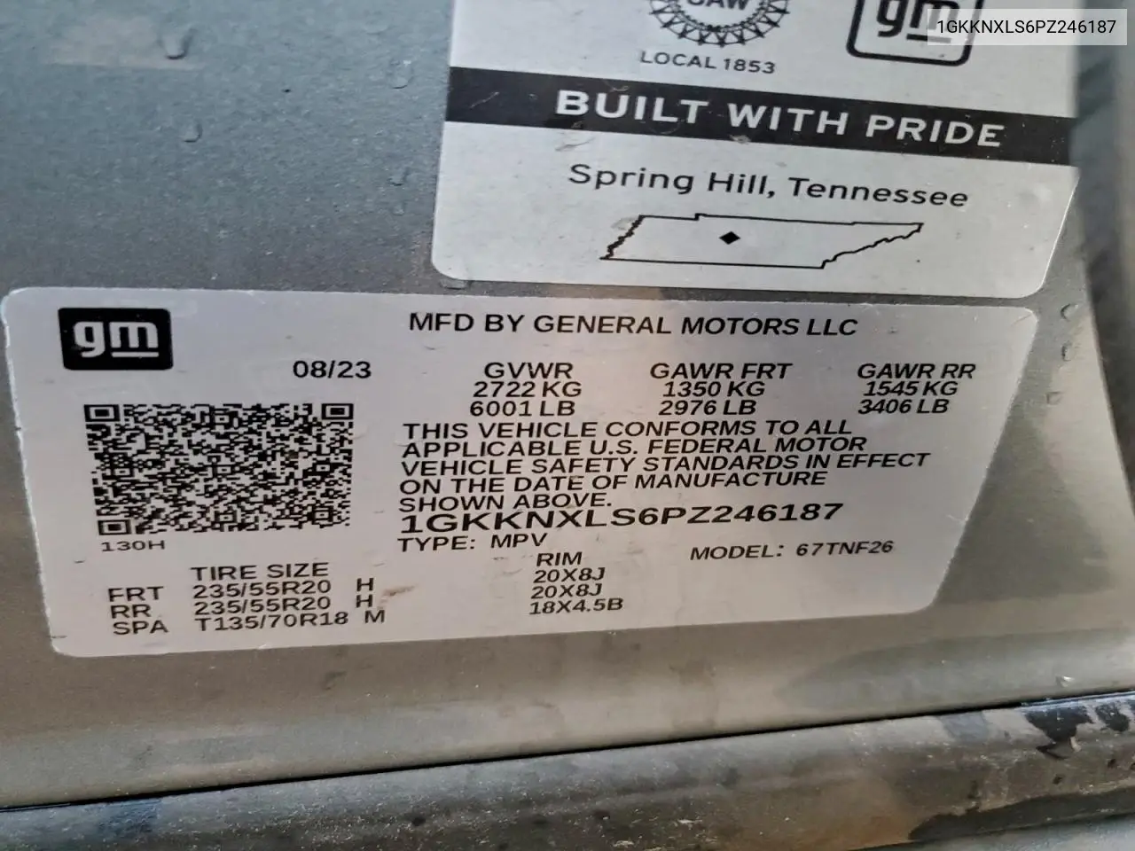 1GKKNXLS6PZ246187 2023 GMC Acadia Denali