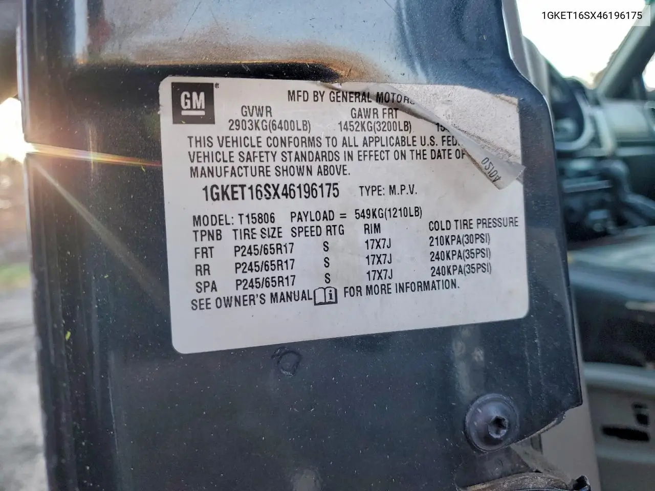 1GKET16SX46196175 2004 GMC Envoy Xl