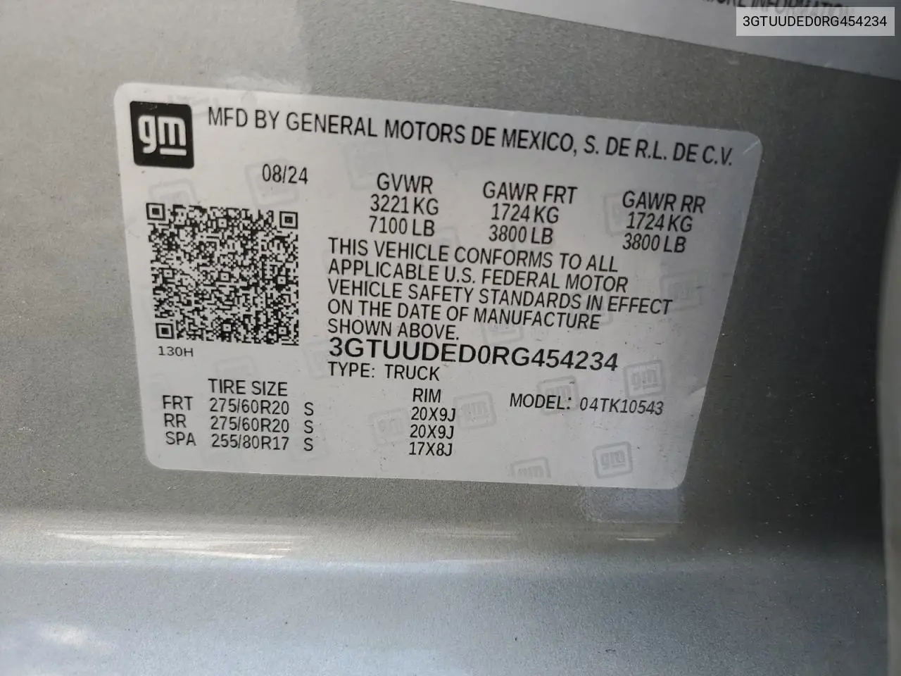 3GTUUDED0RG454234 2024 GMC Sierra K1500 Slt