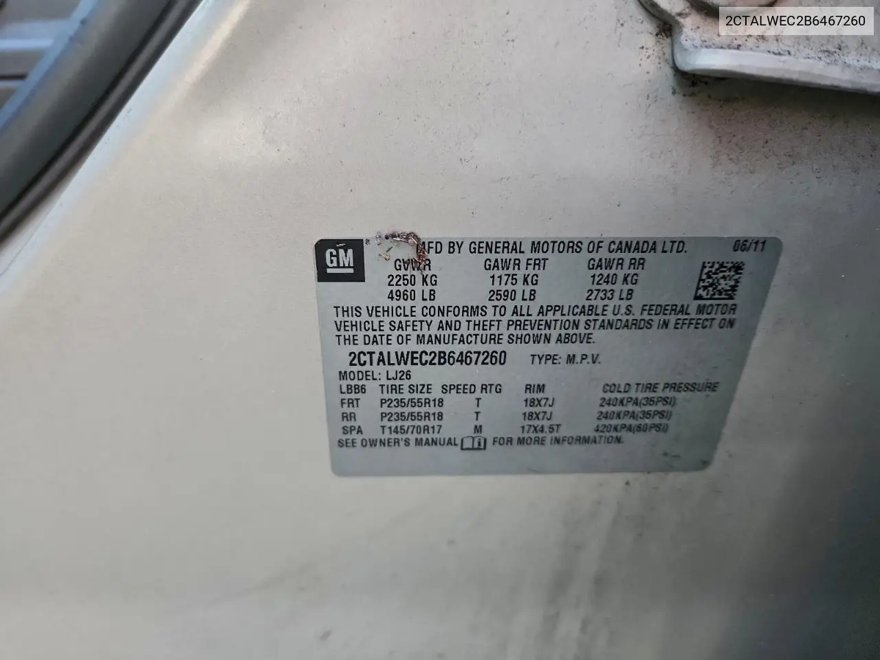 2CTALWEC2B6467260 2011 GMC Terrain Slt