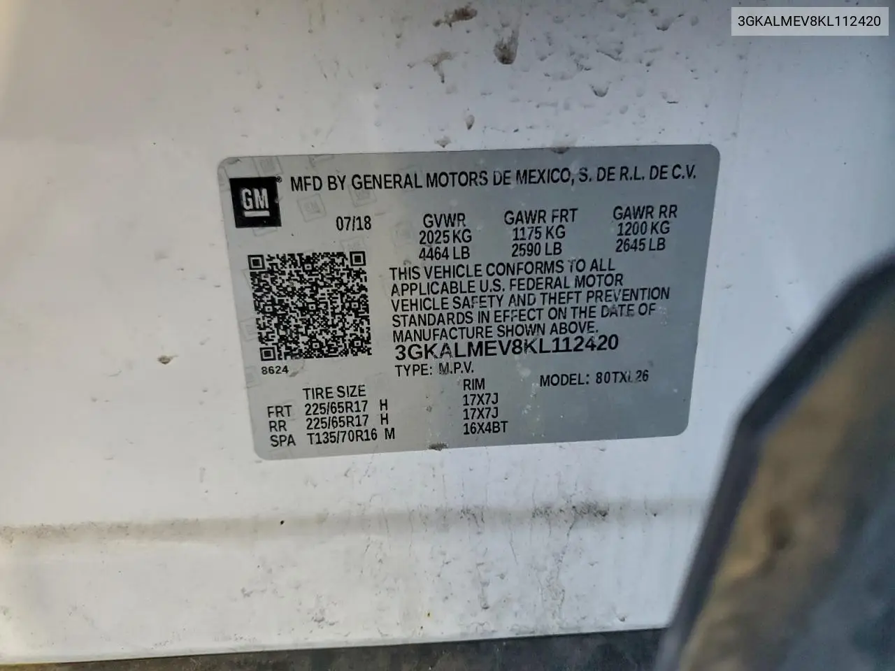 3GKALMEV8KL112420 2019 GMC Terrain Sle