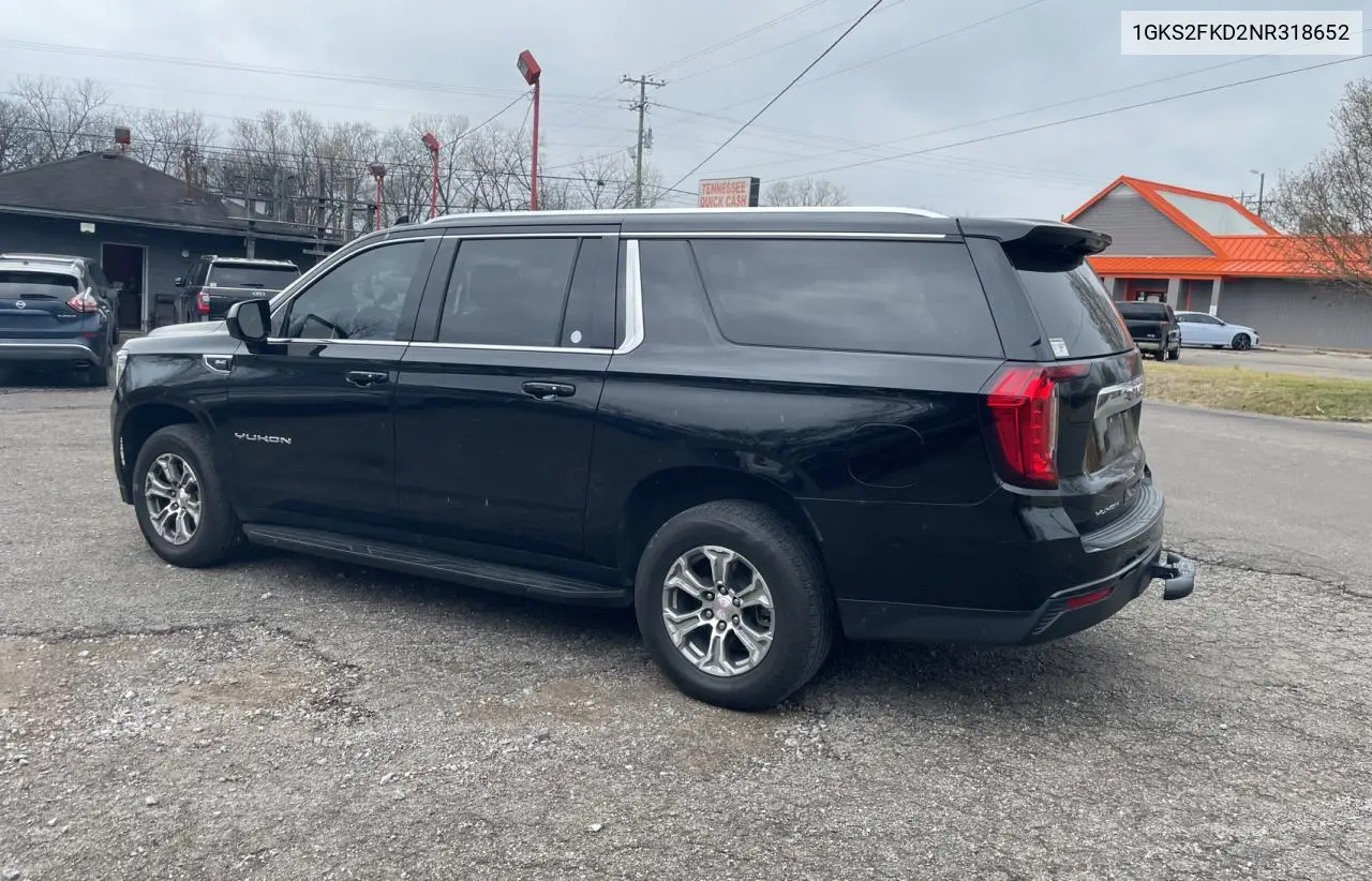 2022 GMC Yukon Xl K1500 Sle VIN: 1GKS2FKD2NR318652 Lot: 44574715