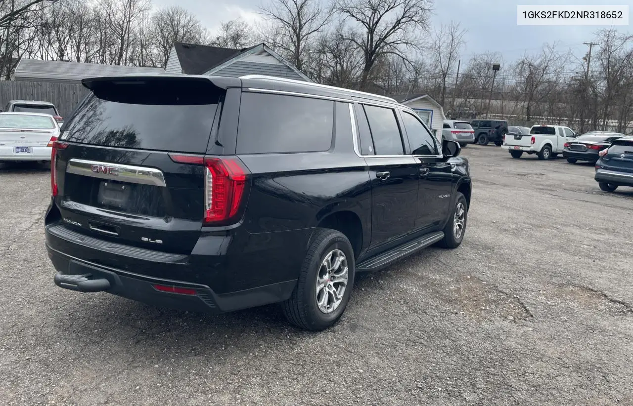 2022 GMC Yukon Xl K1500 Sle VIN: 1GKS2FKD2NR318652 Lot: 44574715