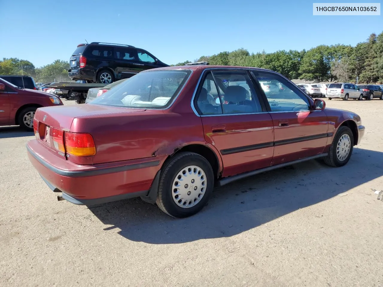 1HGCB7650NA103652 1992 Honda Accord Lx