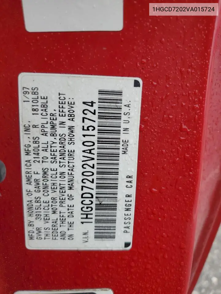 1HGCD7202VA015724 1997 Honda Accord Se