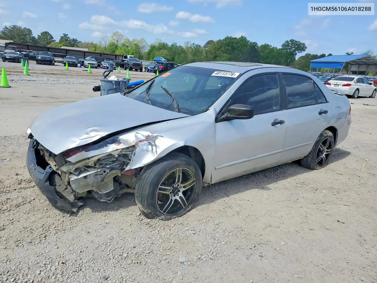 1HGCM56106A018288 2006 Honda Accord Value