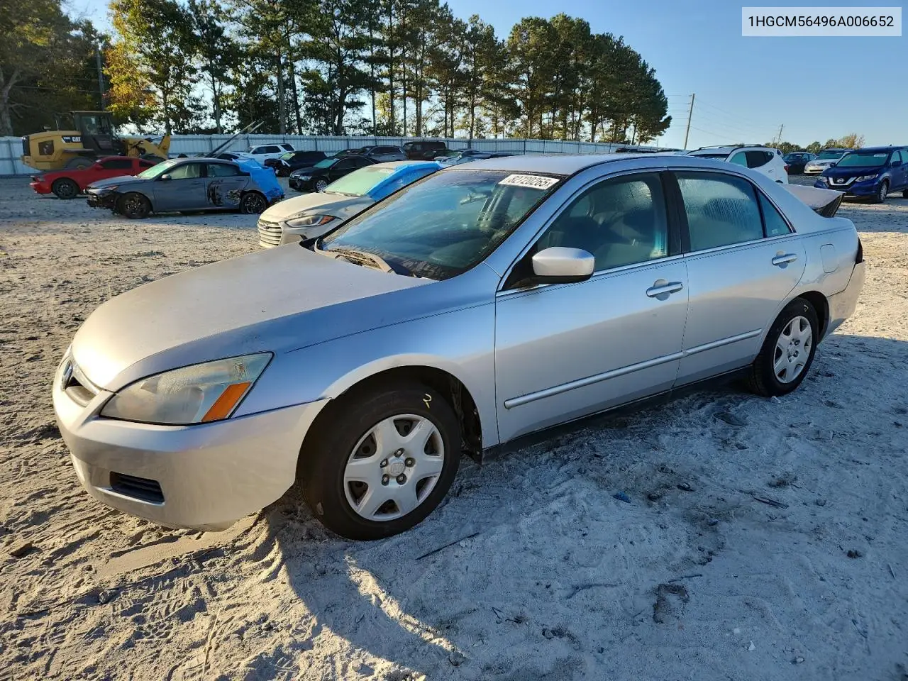 1HGCM56496A006652 2006 Honda Accord Lx