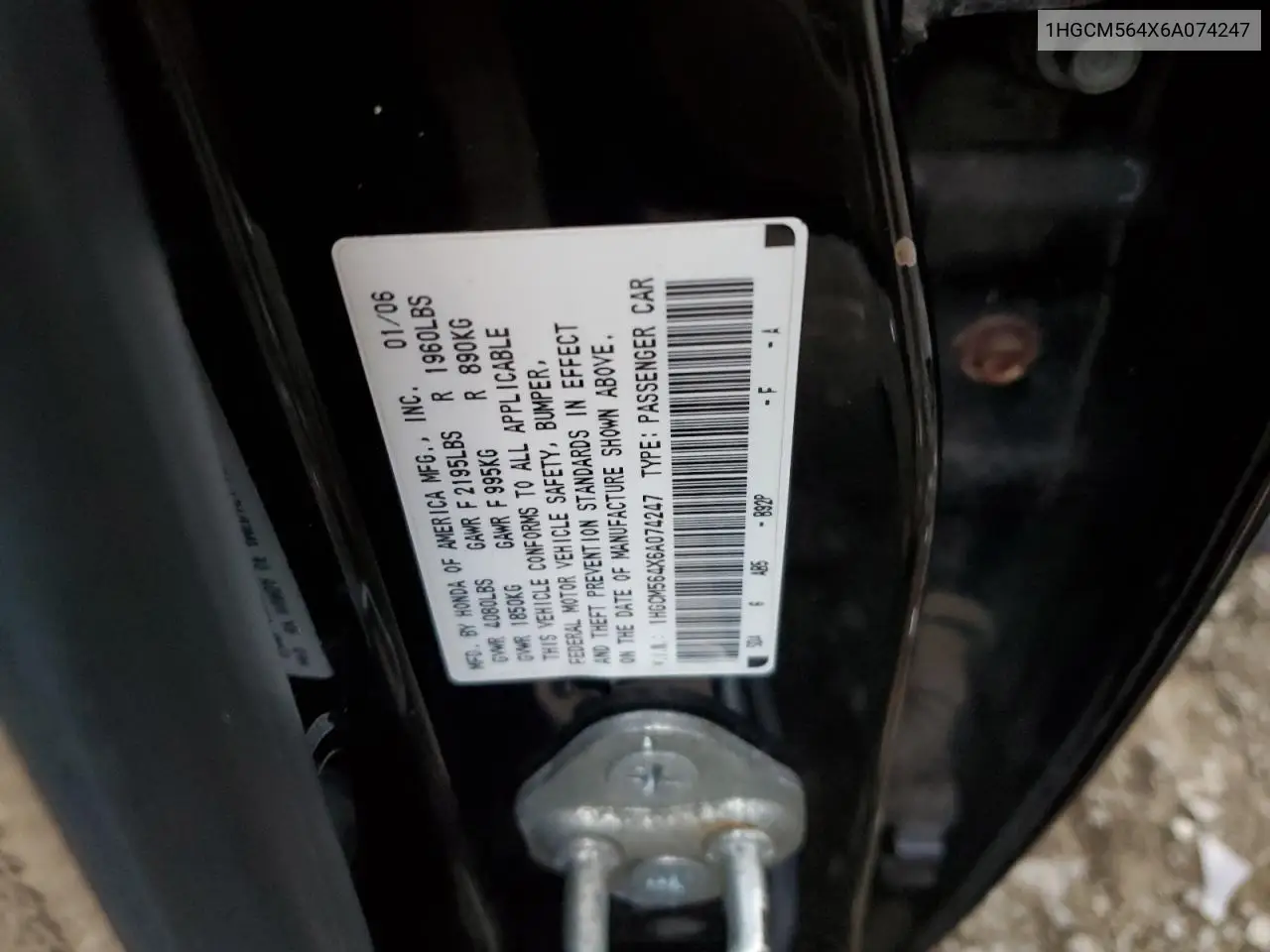 1HGCM564X6A074247 2006 Honda Accord Lx