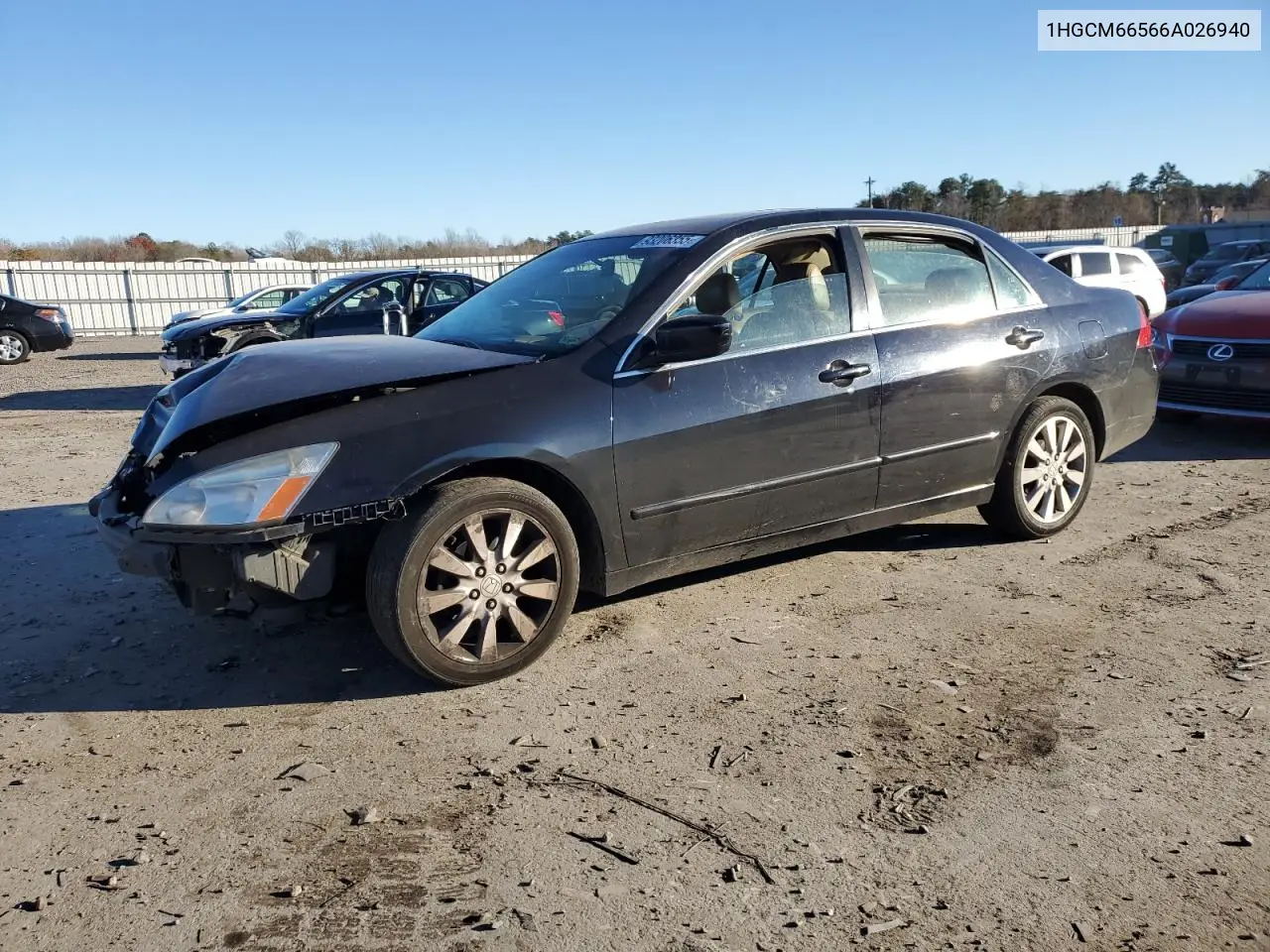 1HGCM66566A026940 2006 Honda Accord Ex