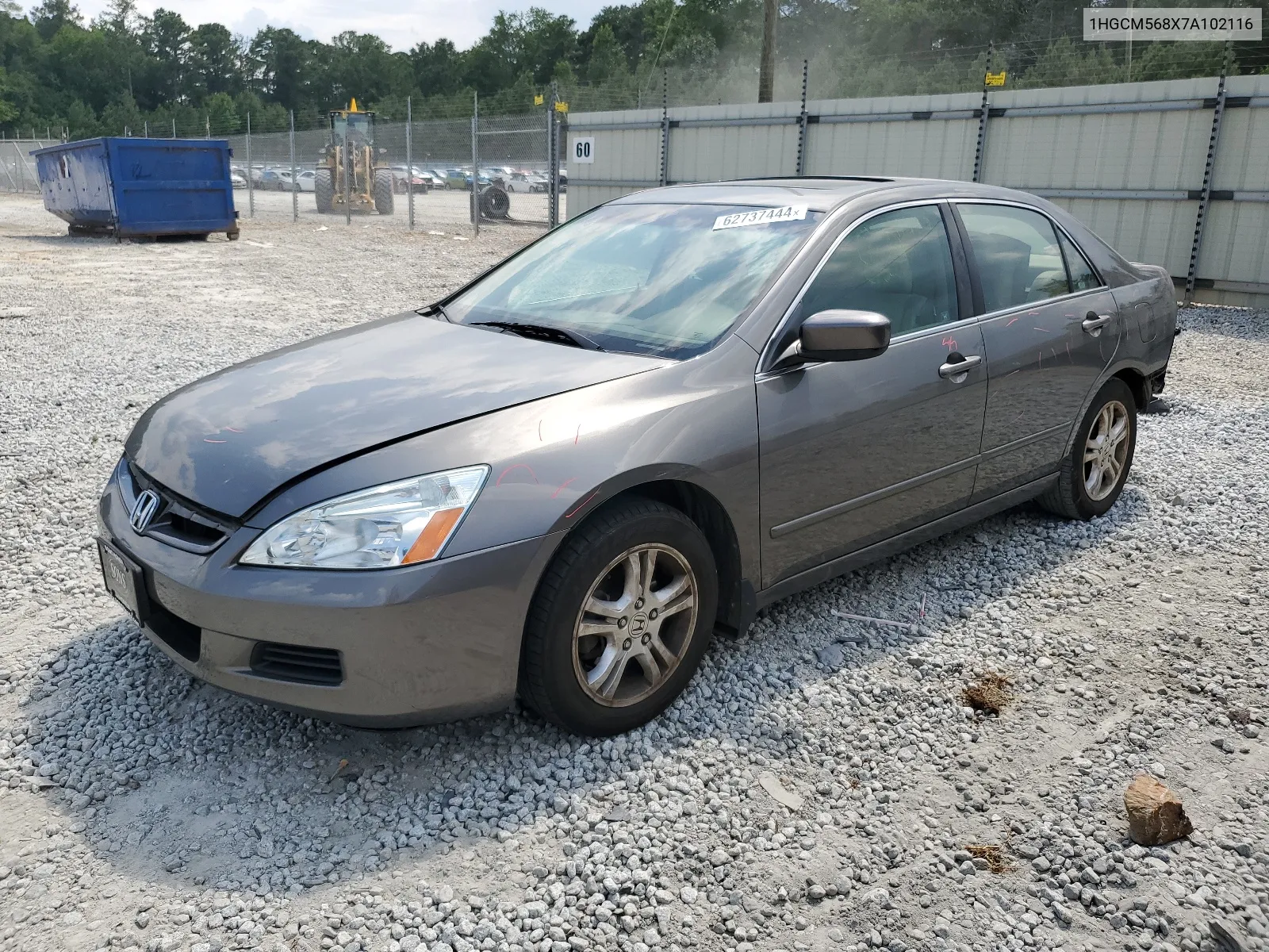 2007 Honda Accord Ex VIN: 1HGCM568X7A102116 Lot: 62737444