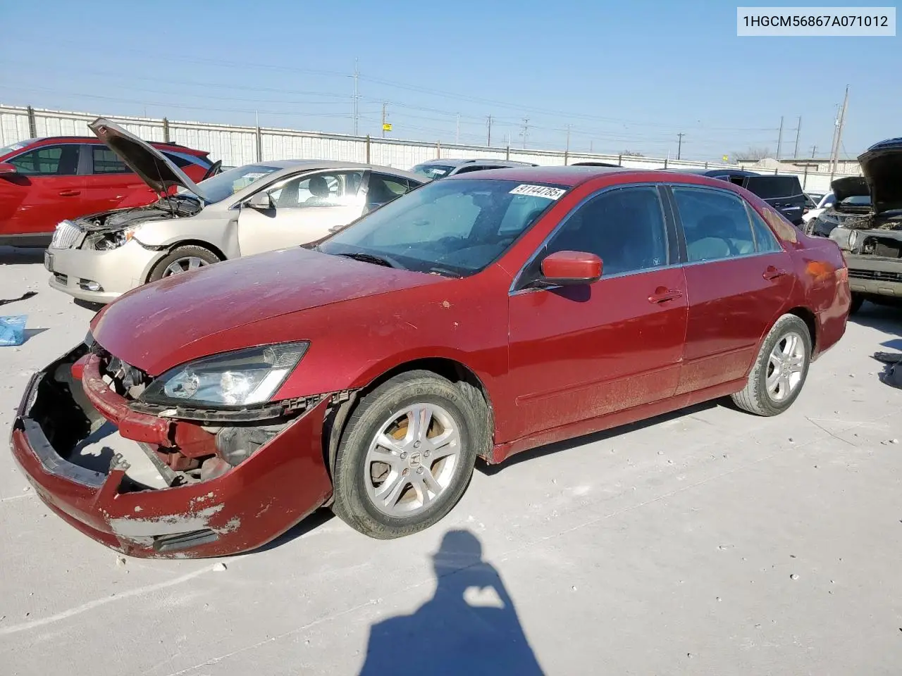 1HGCM56867A071012 2007 Honda Accord Ex