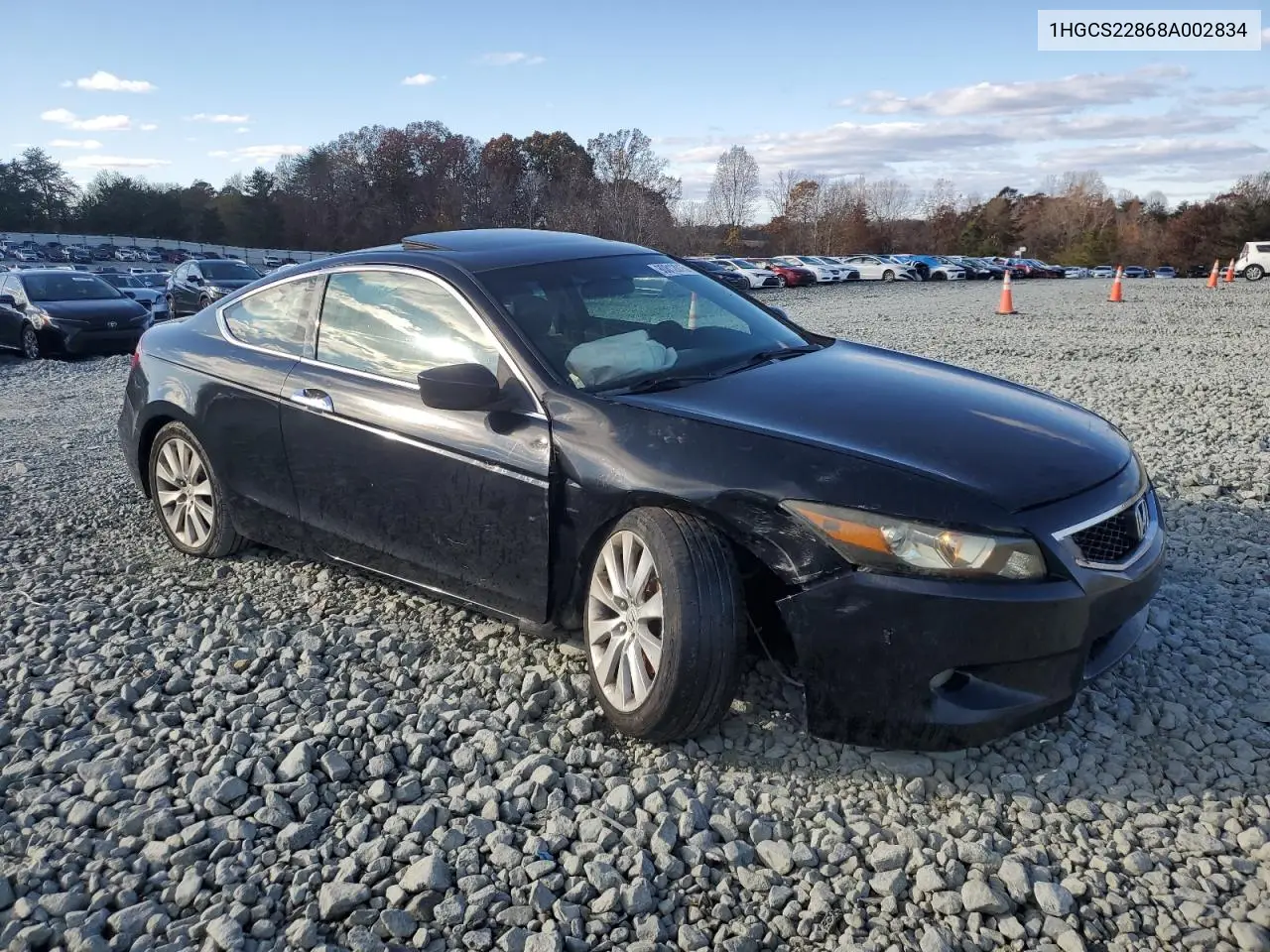 1HGCS22868A002834 2008 Honda Accord Exl