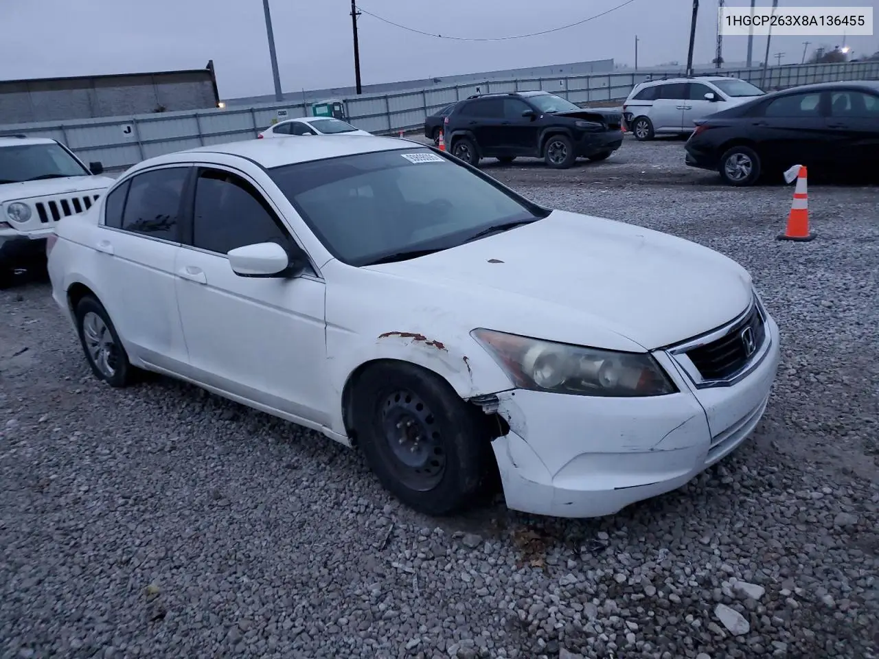1HGCP263X8A136455 2008 Honda Accord Lx