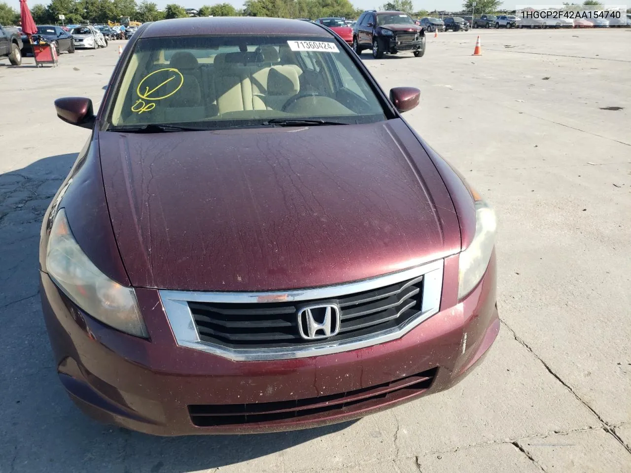 2010 Honda Accord Lxp VIN: 1HGCP2F42AA154740 Lot: 71360424