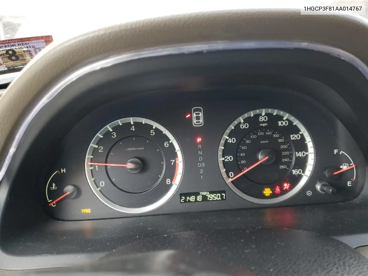 1HGCP3F81AA014767 2010 Honda Accord Exl