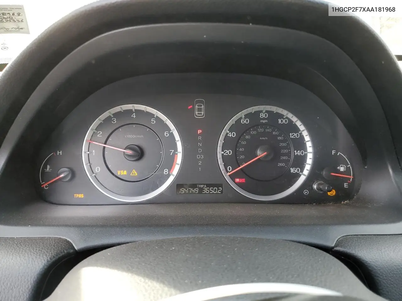 1HGCP2F7XAA181968 2010 Honda Accord Ex