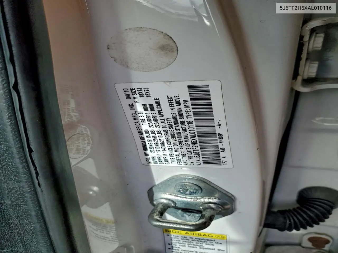 5J6TF2H5XAL010116 2010 Honda Accord Crosstour Exl