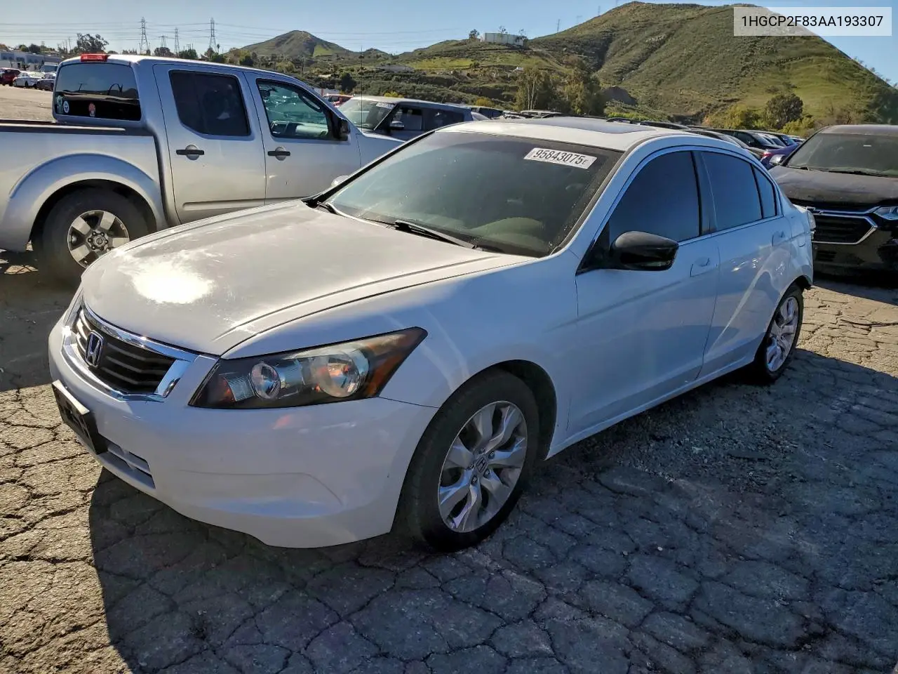 1HGCP2F83AA193307 2010 Honda Accord Exl