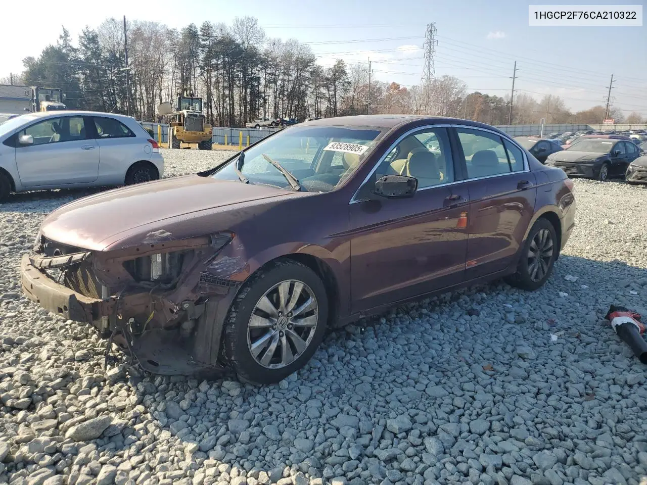 1HGCP2F76CA210322 2012 Honda Accord Ex