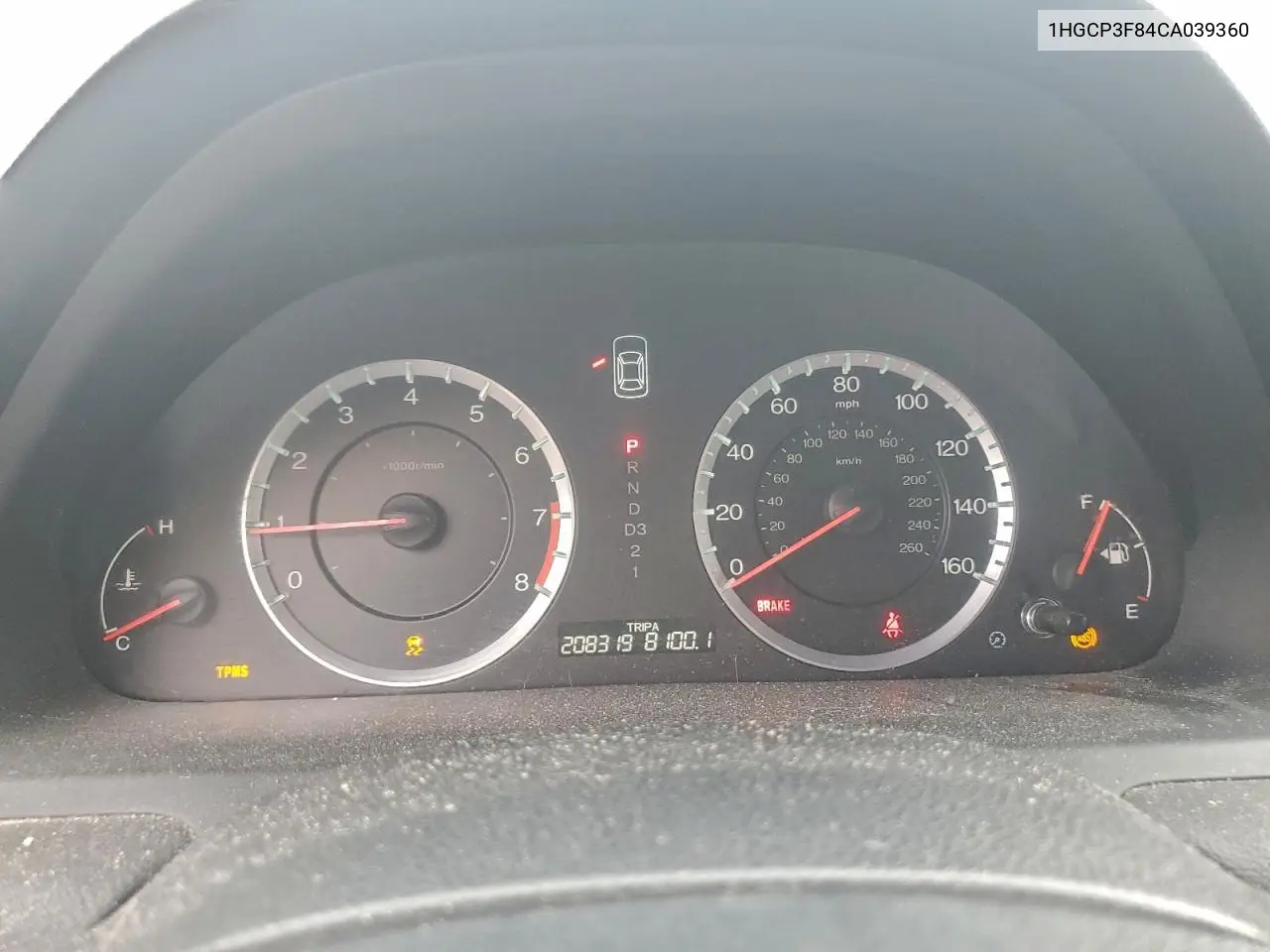 1HGCP3F84CA039360 2012 Honda Accord Exl