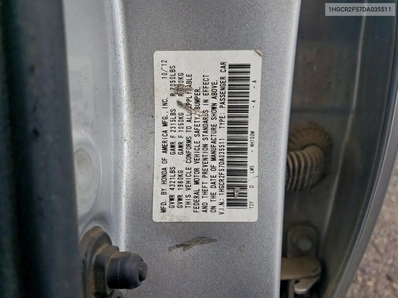 1HGCR2F57DA035511 2013 Honda Accord Sport