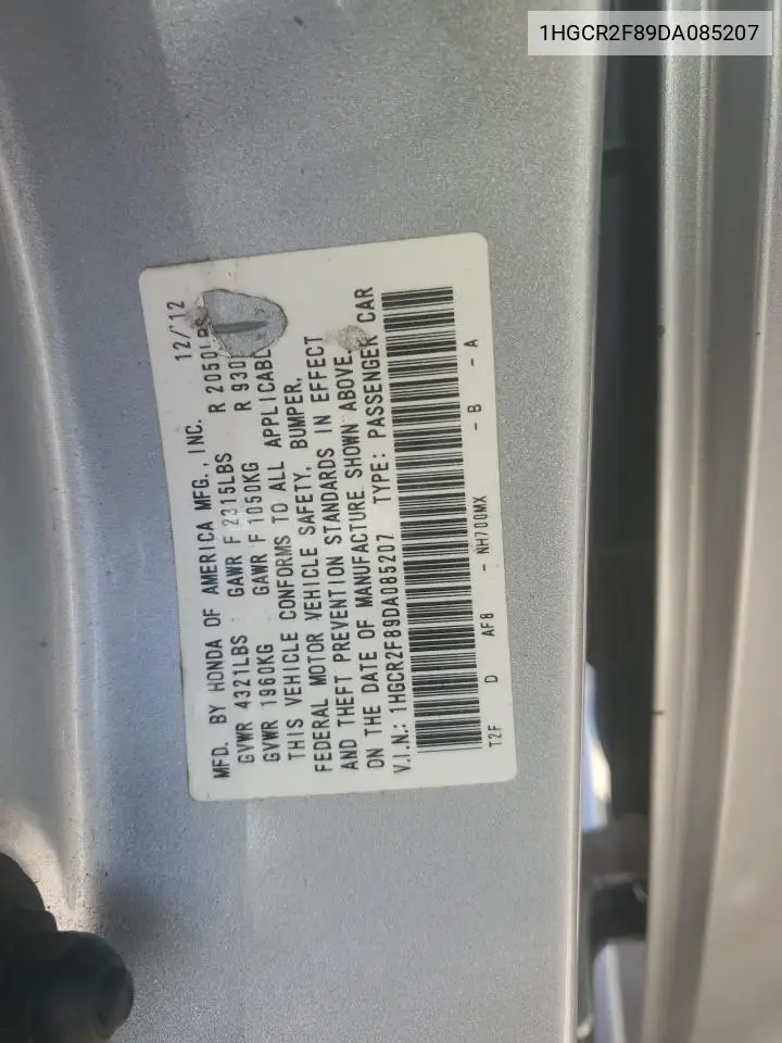 1HGCR2F89DA085207 2013 Honda Accord Exl