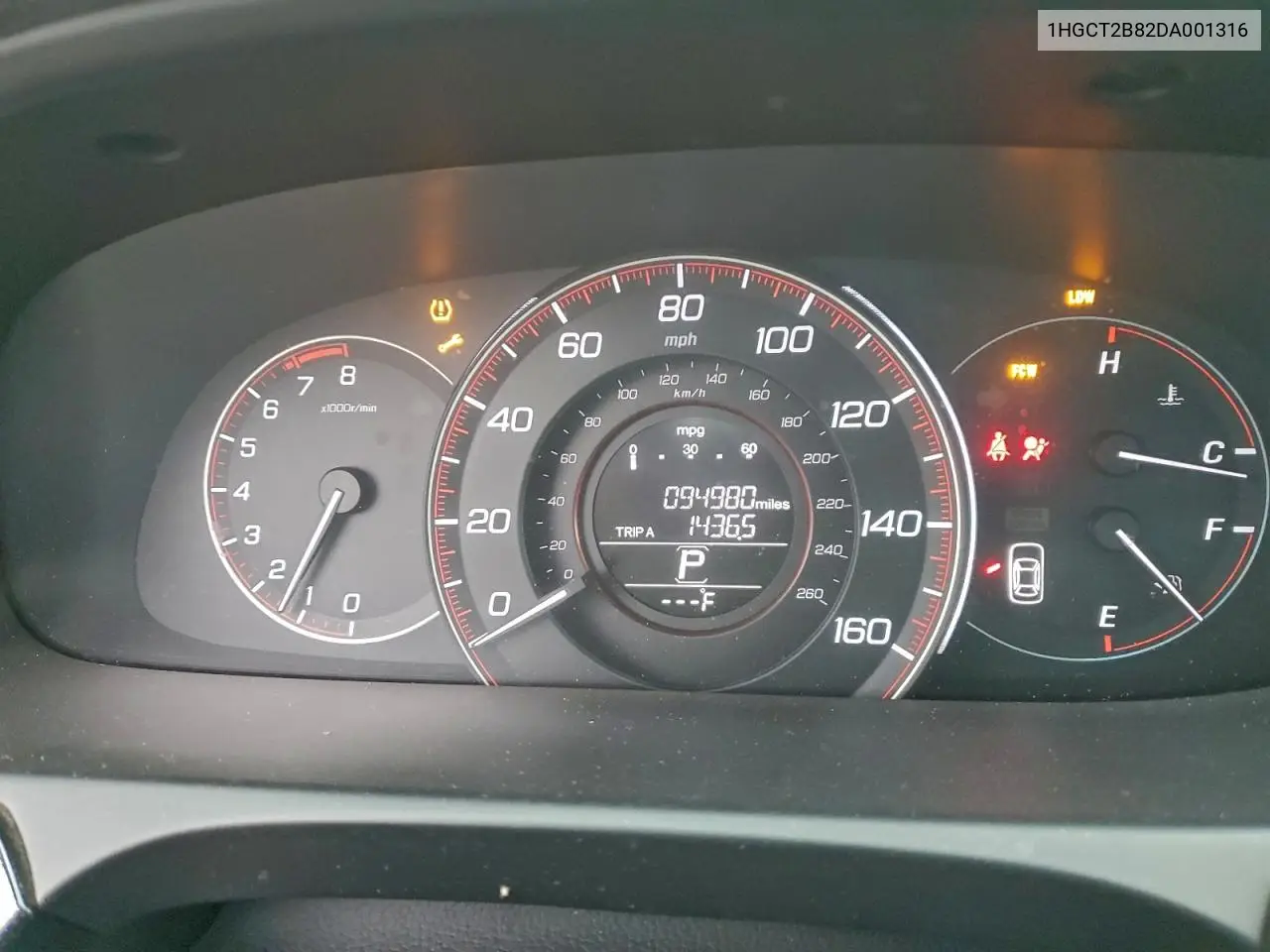 1HGCT2B82DA001316 2013 Honda Accord Exl