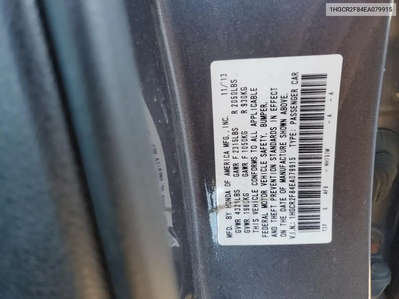 1HGCR2F84EA079915 2014 Honda Accord Exl