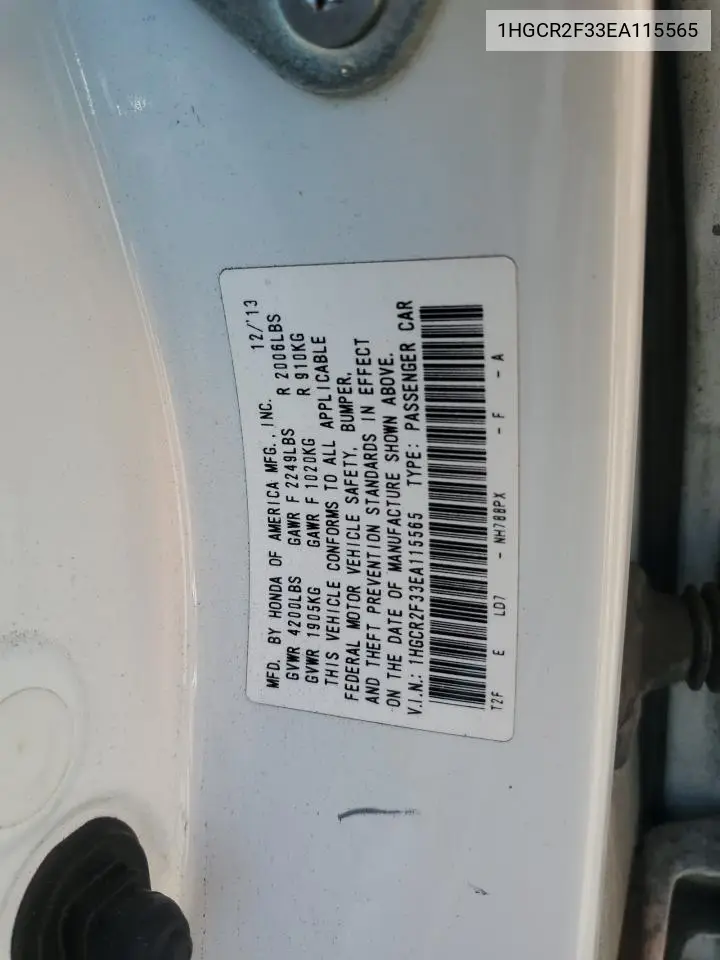 1HGCR2F33EA115565 2014 Honda Accord Lx