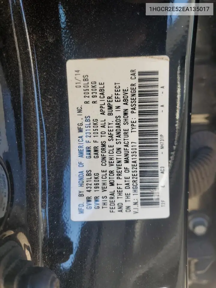 1HGCR2E52EA135017 2014 Honda Accord Sport