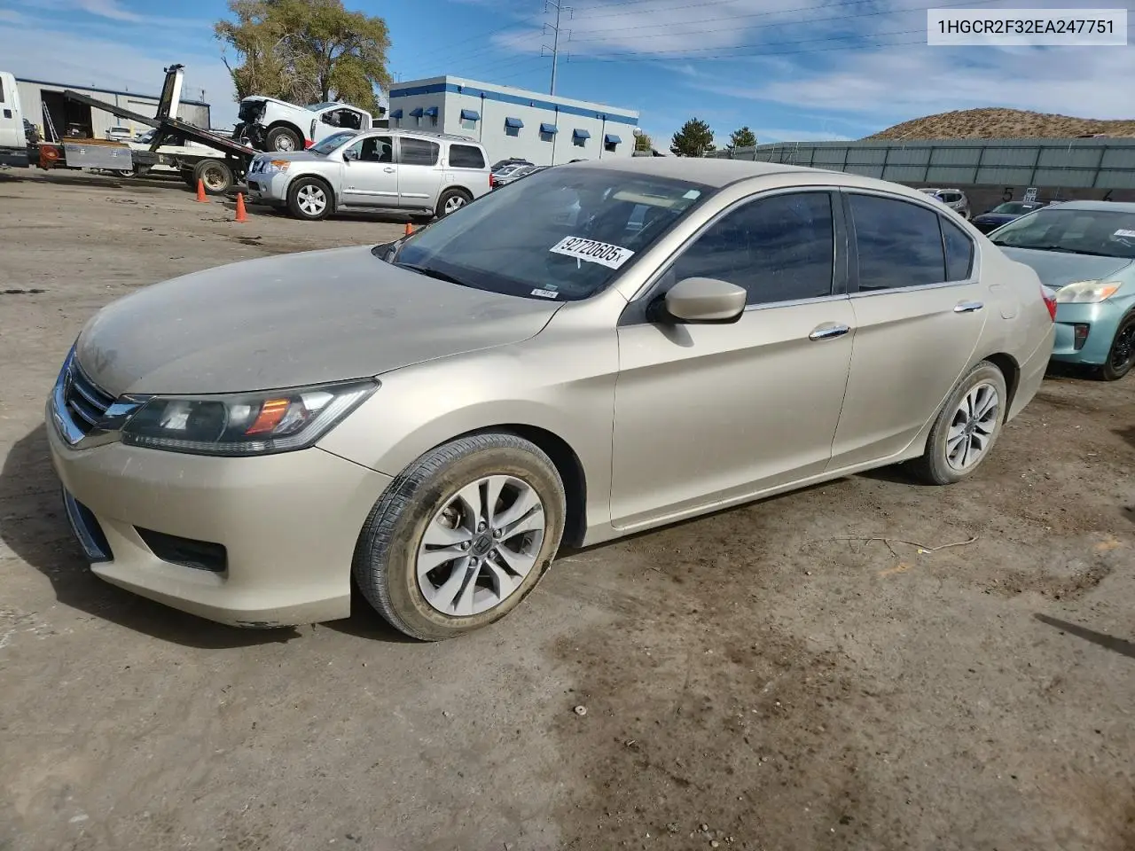 1HGCR2F32EA247751 2014 Honda Accord Lx