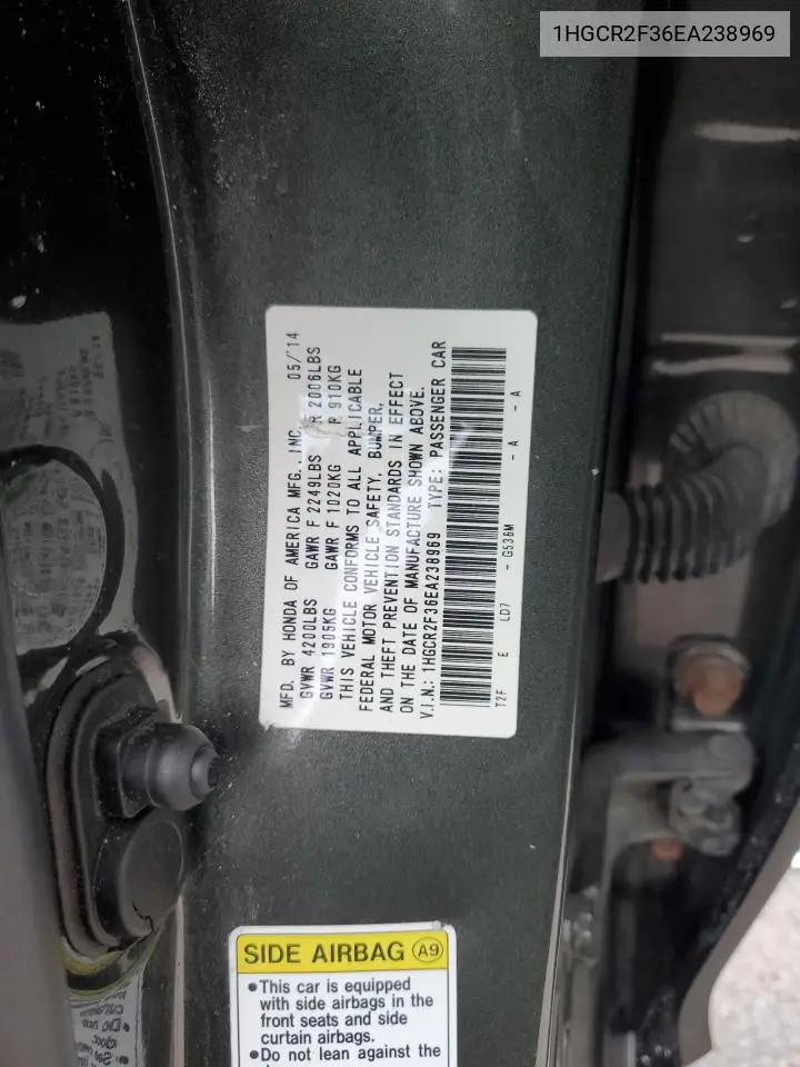 1HGCR2F36EA238969 2014 Honda Accord Lx