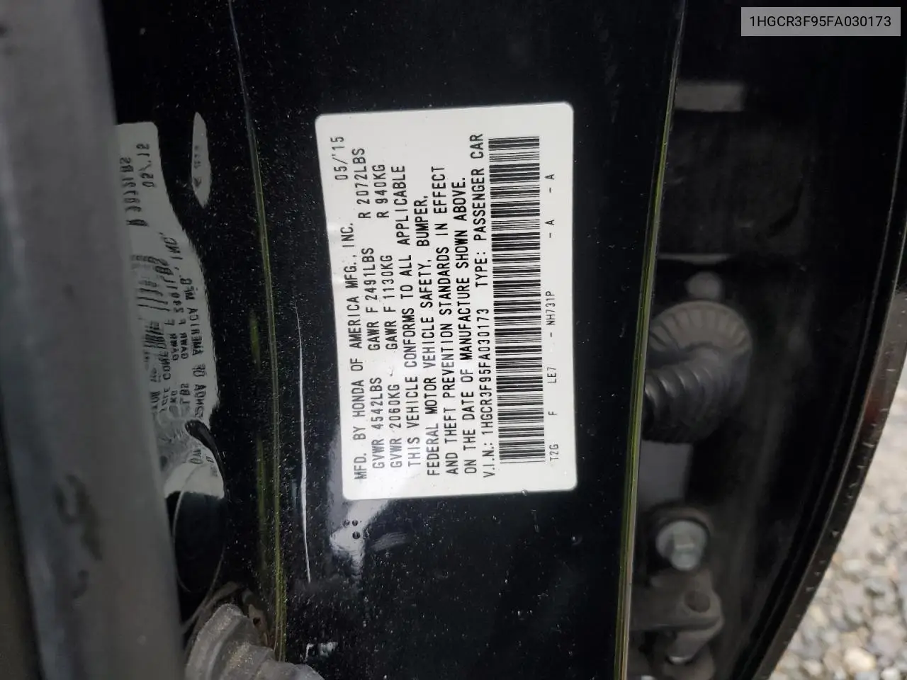 1HGCR3F95FA030173 2015 Honda Accord Touring