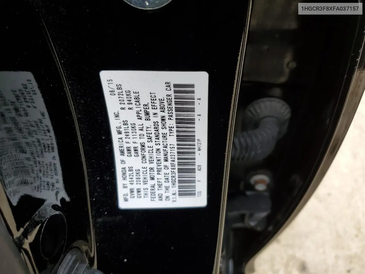 1HGCR3F8XFA037157 2015 Honda Accord Exl