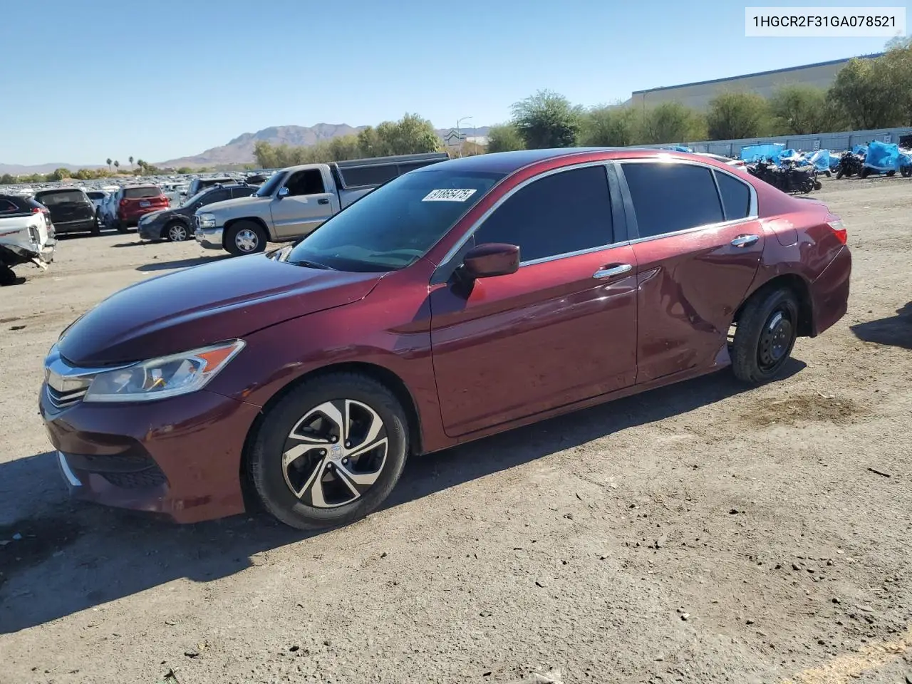 1HGCR2F31GA078521 2016 Honda Accord Lx