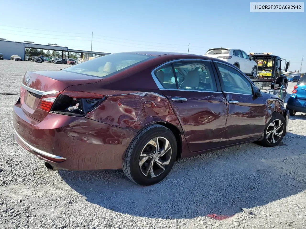 1HGCR2F37GA092942 2016 Honda Accord Lx