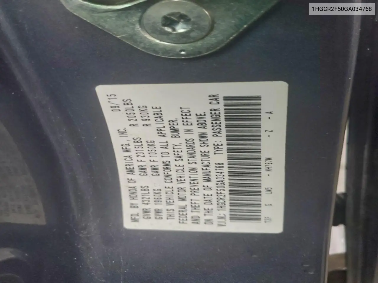 1HGCR2F50GA034768 2016 Honda Accord Sport