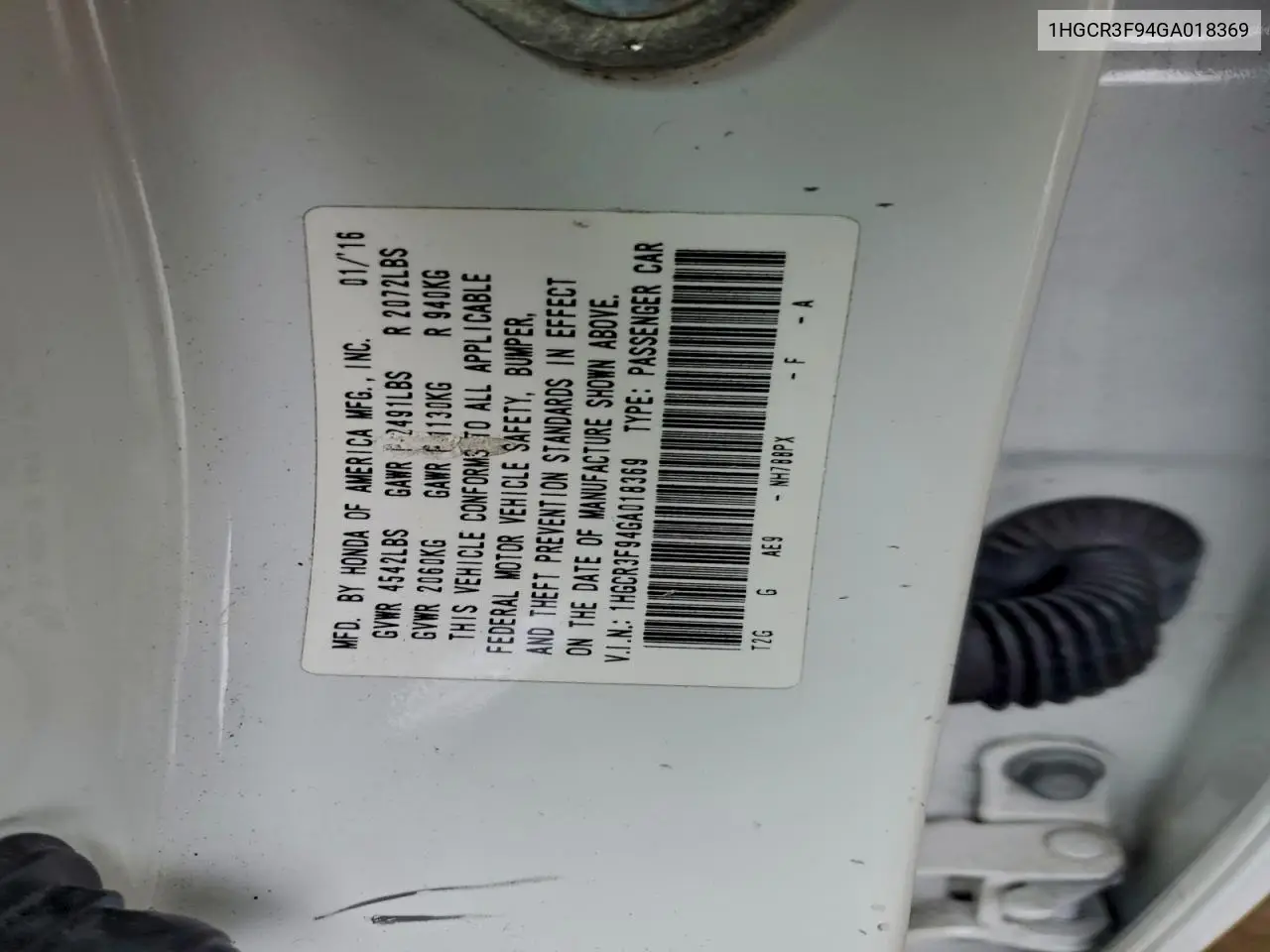 1HGCR3F94GA018369 2016 Honda Accord Touring