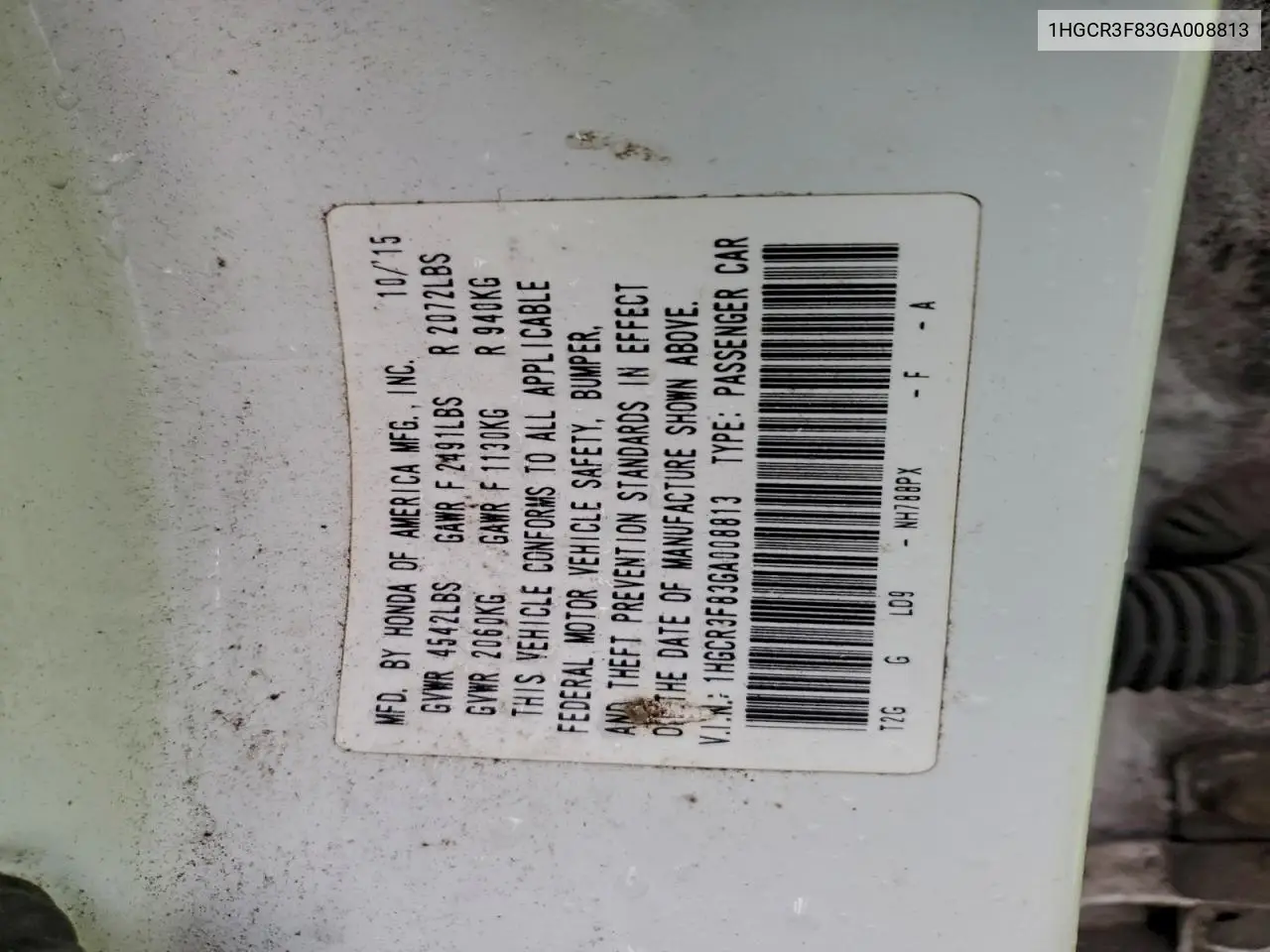 1HGCR3F83GA008813 2016 Honda Accord Exl