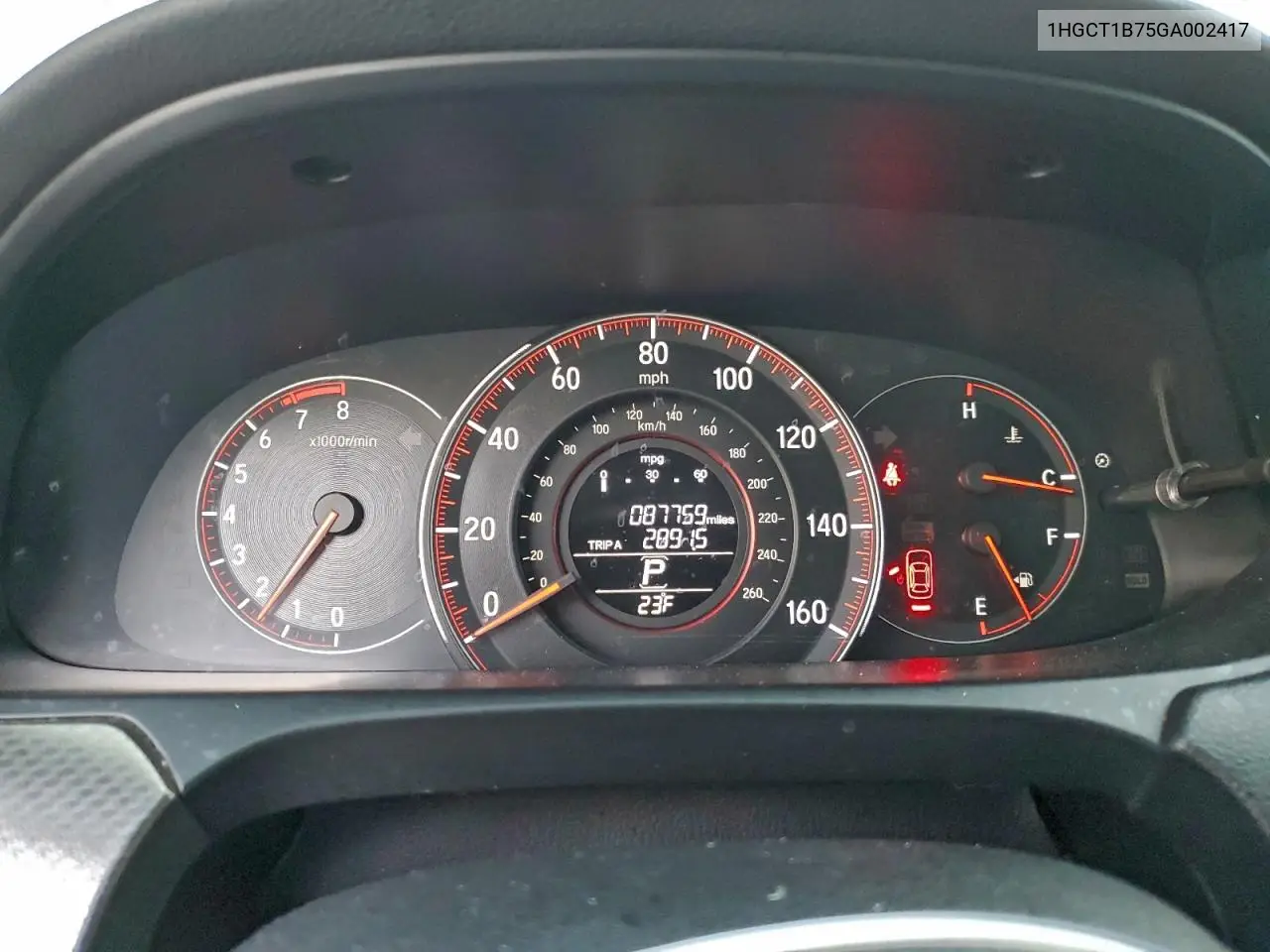 1HGCT1B75GA002417 2016 Honda Accord Ex