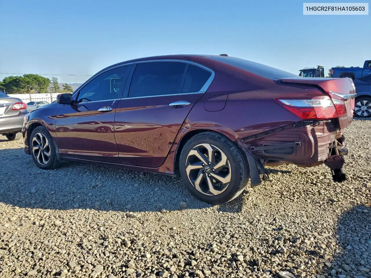 1HGCR2F81HA105603 2017 Honda Accord Exl